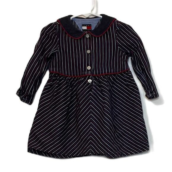 Dark Blue Tommy Hilfiger Denim Dress with Sailor Collar 12-18mos - Picture 1 of 3